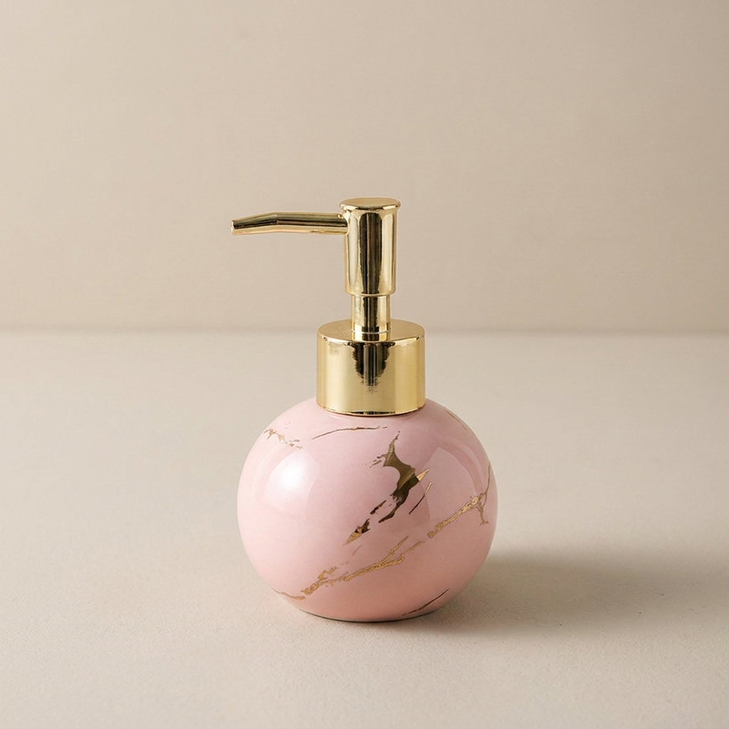 Liquid Soap Dispenser Marble Finish Pump Decorative Countertop