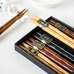 Bento Luxe Set van 5 Paar Houten Eetstokjes | Handgemaakt, Natuurlijk Hout