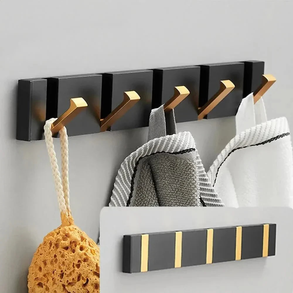 Bello Wall Hooks | Space-Saving Aluminum, Black & Gold