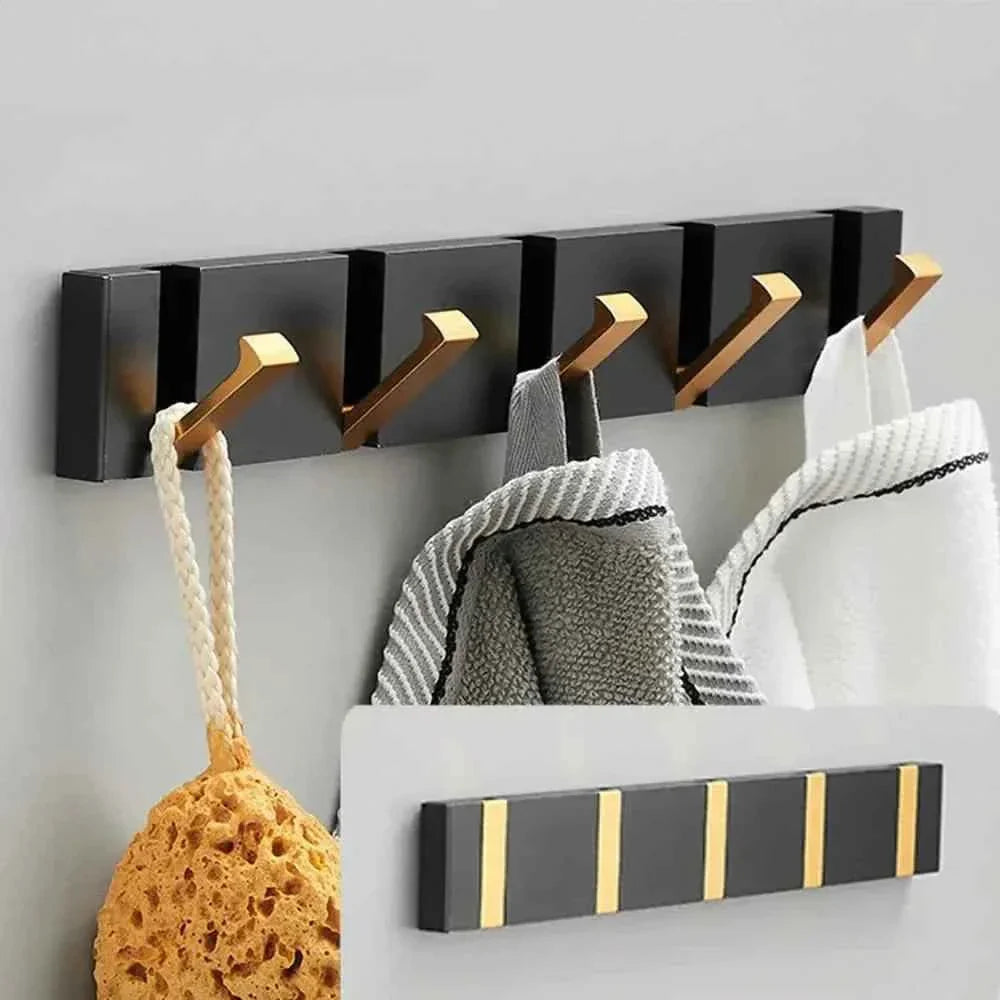 Bello Wall Hooks | Space-Saving Aluminum, Black & Gold