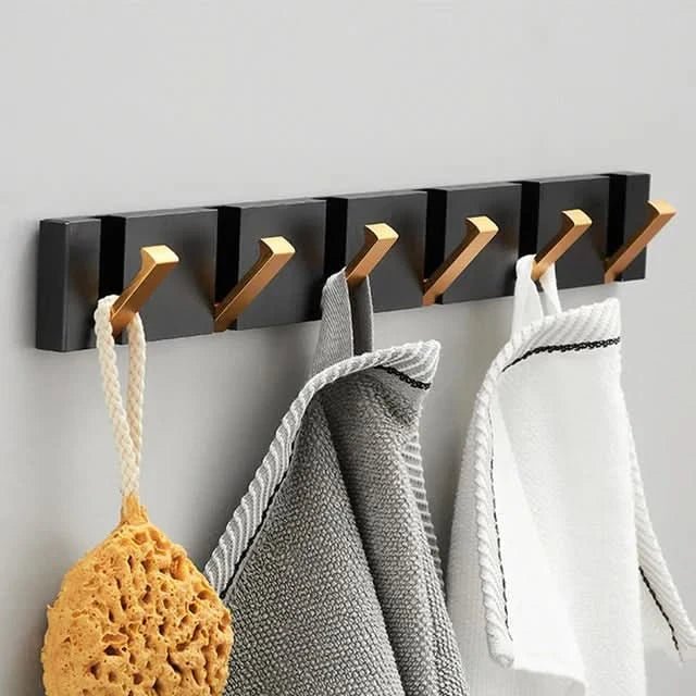 Bello Wall Hooks | Space-Saving Aluminum, Black & Gold