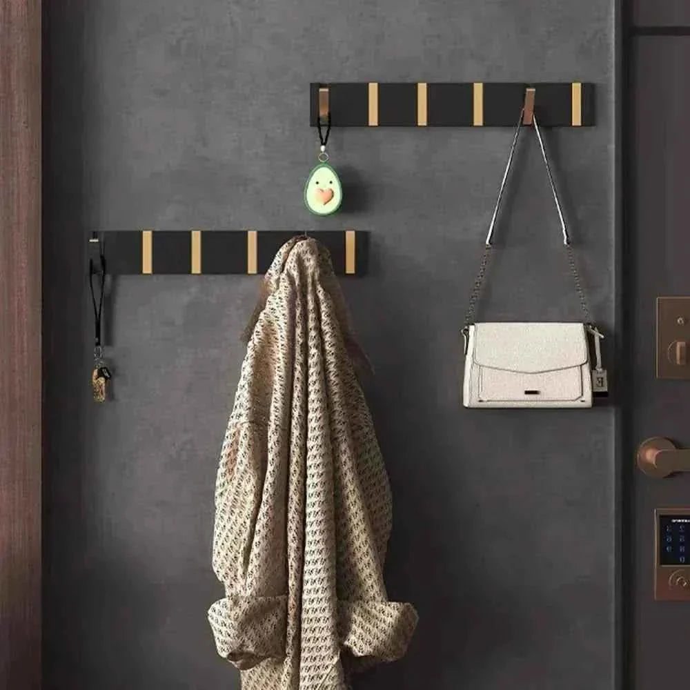 Bello Wall Hooks | Space-Saving Aluminum, Black & Gold