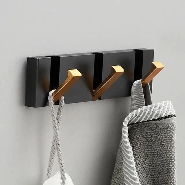 Bello Wall Hooks | Space-Saving Aluminum, Black & Gold