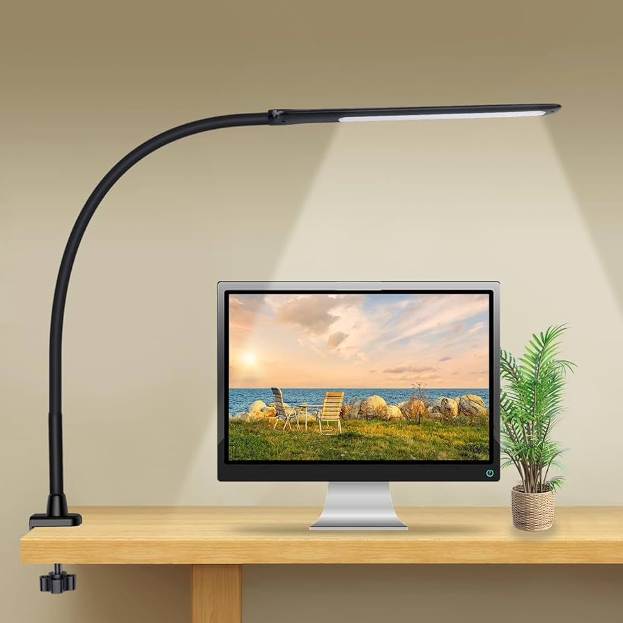 LED Desk Lamp with Adjustable Clamp, 3 Modes & 10 Brightness Levels for Eye Comfort