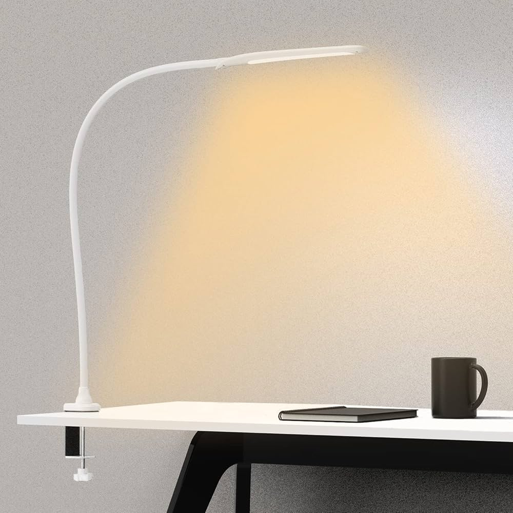 LED Desk Lamp with Adjustable Clamp, 3 Modes & 10 Brightness Levels for Eye Comfort