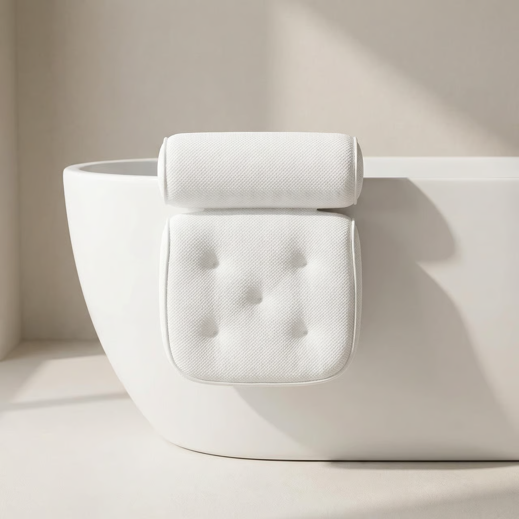 Air Mesh Bath Pillow for Neck and Head Support - Ergonomic Waterproof Tub Pillow with Suction Cups and Quick-Dry Technology