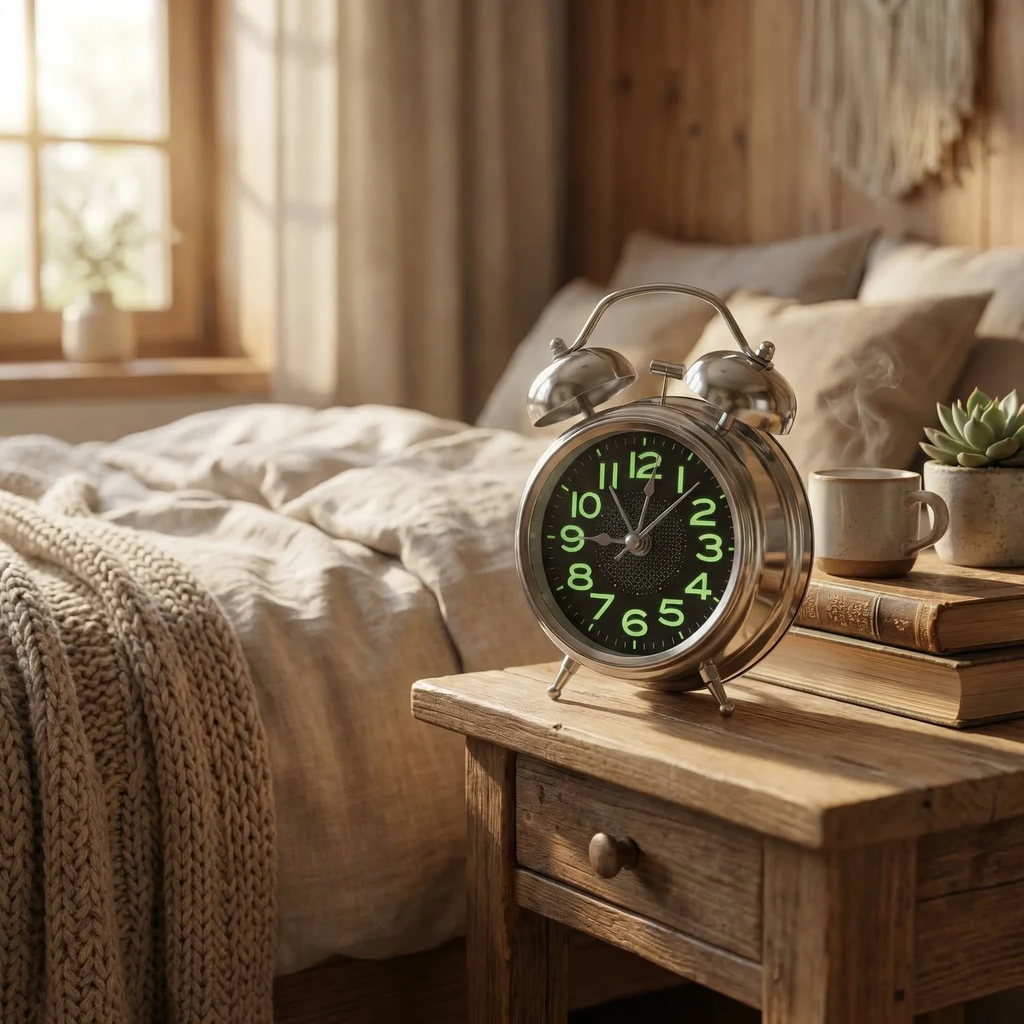 Extra Loud Retro Twin Bell Alarm Clock for Heavy Sleepers with Silent Quartz Movement and Night Light – Metal Case