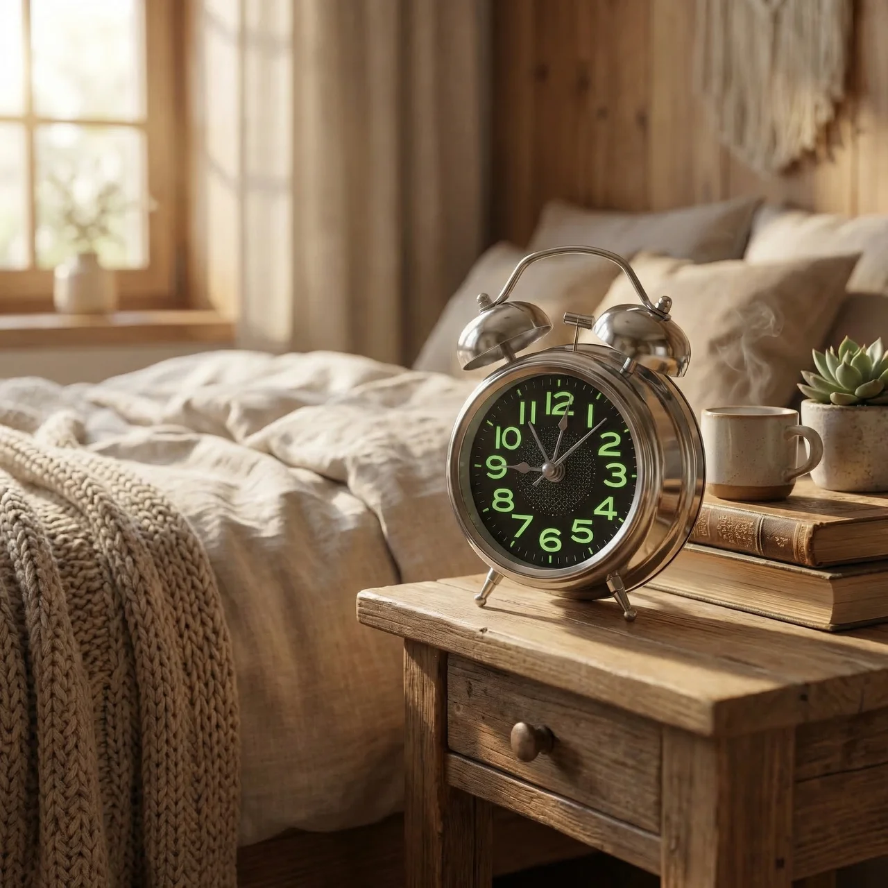 Extra Loud Retro Twin Bell Alarm Clock for Heavy Sleepers with Silent Quartz Movement and Night Light – Metal Case