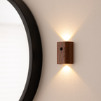 Motion Sensor Wall Light LED Warm White 3000K Battery Powered Wood Housing