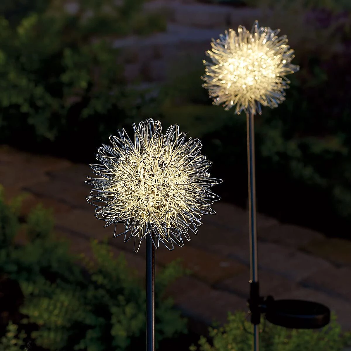 Solar Outdoor Decorative Light Dandelion Design LED Warm White Multicolor Stainless Steel IP65