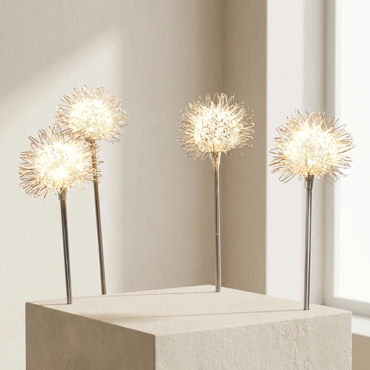 Solar Outdoor Decorative Light Dandelion Design LED Warm White Multicolor Stainless Steel IP65
