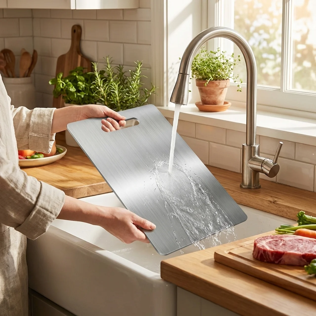Stainless Steel Cutting Board Durable Steel Easy Clean Food Safe