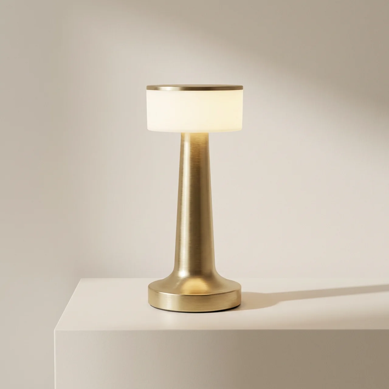LED Dining Lamp Wireless Rechargeable Metal Table Light Gold Finish