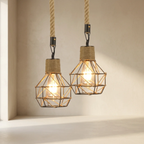 Pendant Light Vintage Rope Cage Ceiling Mounted E26 E27 Socket