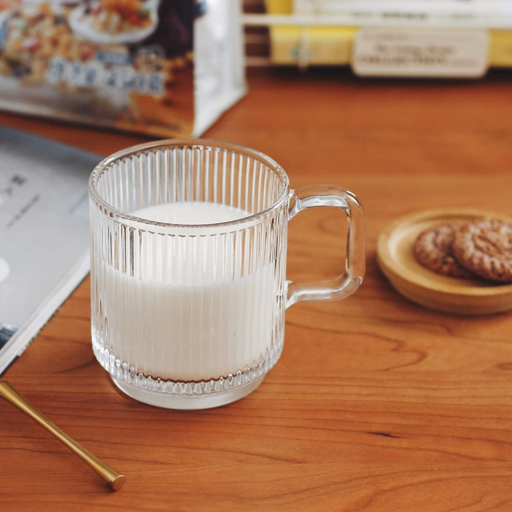 Glass Coffee Mug Heat Resistant Glass Dishwasher Safe Clear Handle Design