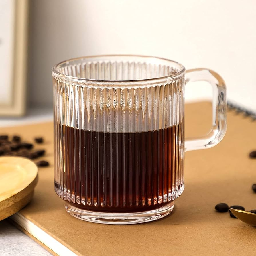 Glass Coffee Mug Heat Resistant Glass Dishwasher Safe Clear Handle Design