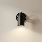 Industrial Wall Light Adjustable Arm Black Wrought Iron Cylindrical Shade