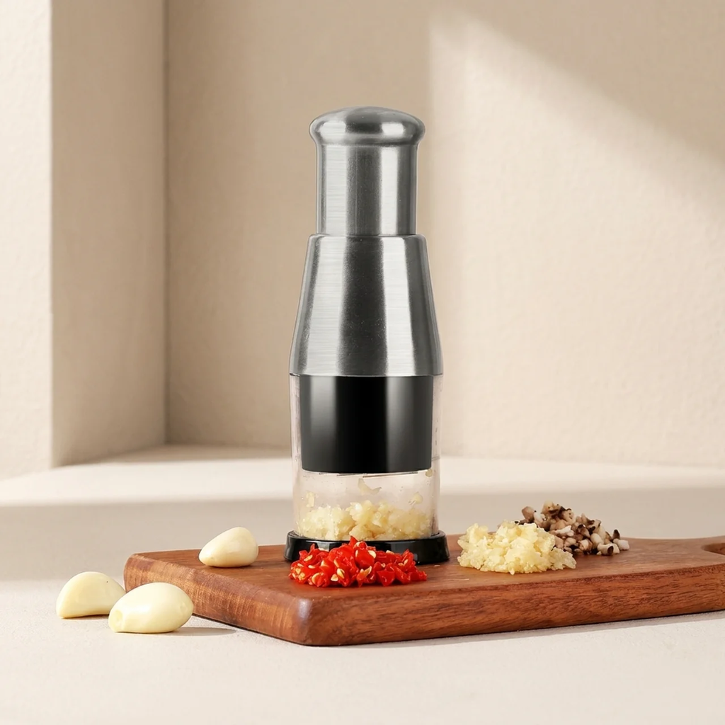 Garlic Press Hand Operated Stainless Steel Crusher with Plastic Body