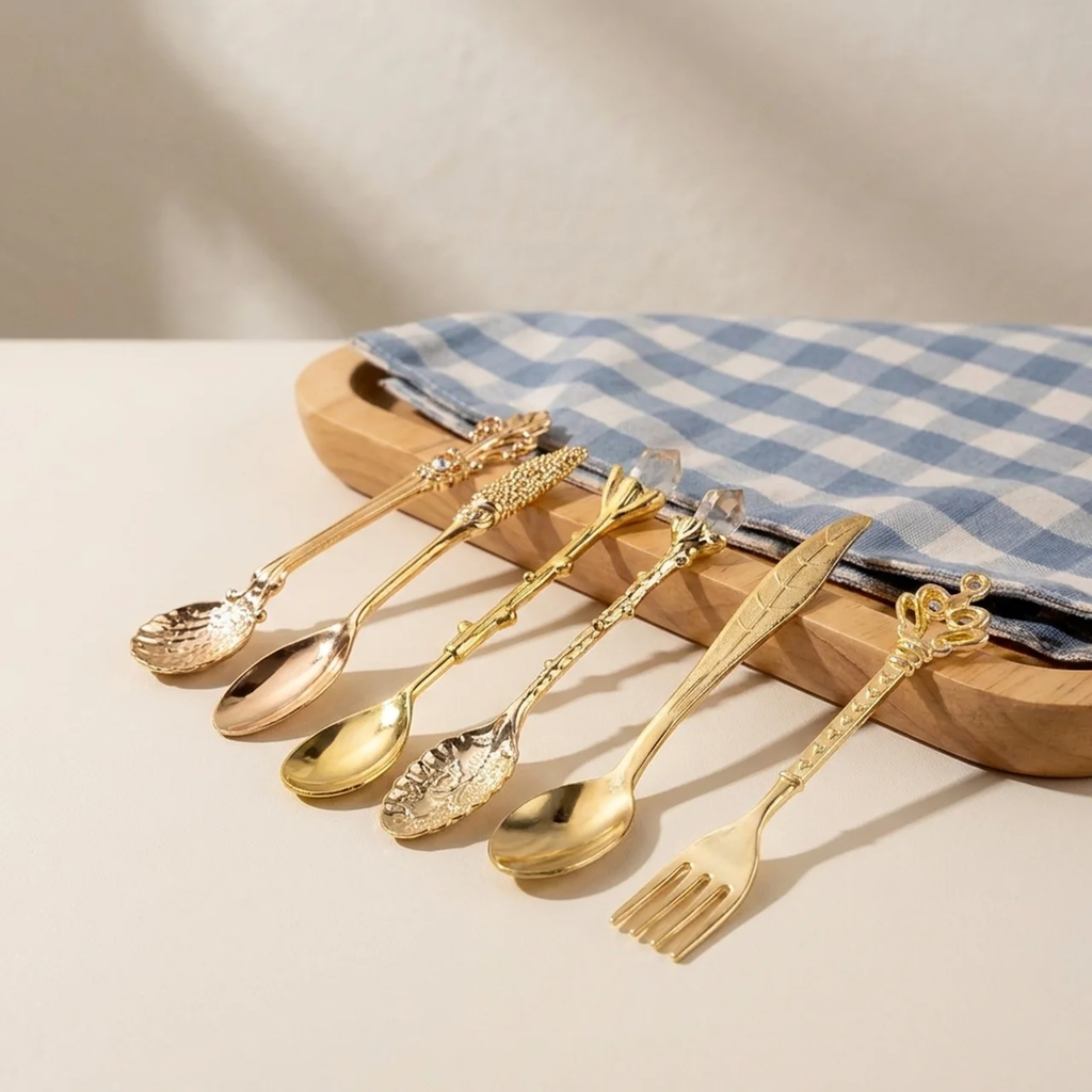 Teaspoon Retro Engraved Ornamental Handle Coffee Spoon
