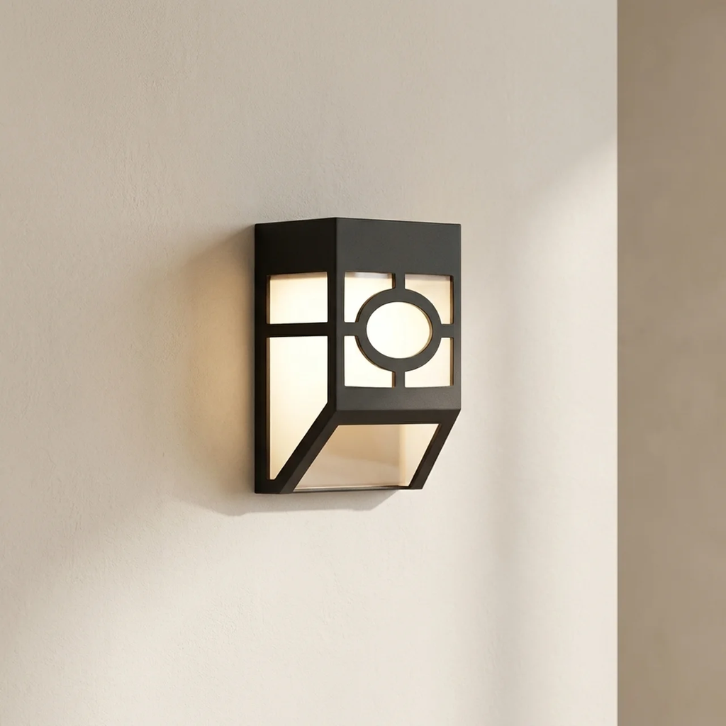 Solar LED Wall Sconce Light Outdoor ABS Waterproof Mesh Diffuser Lighting