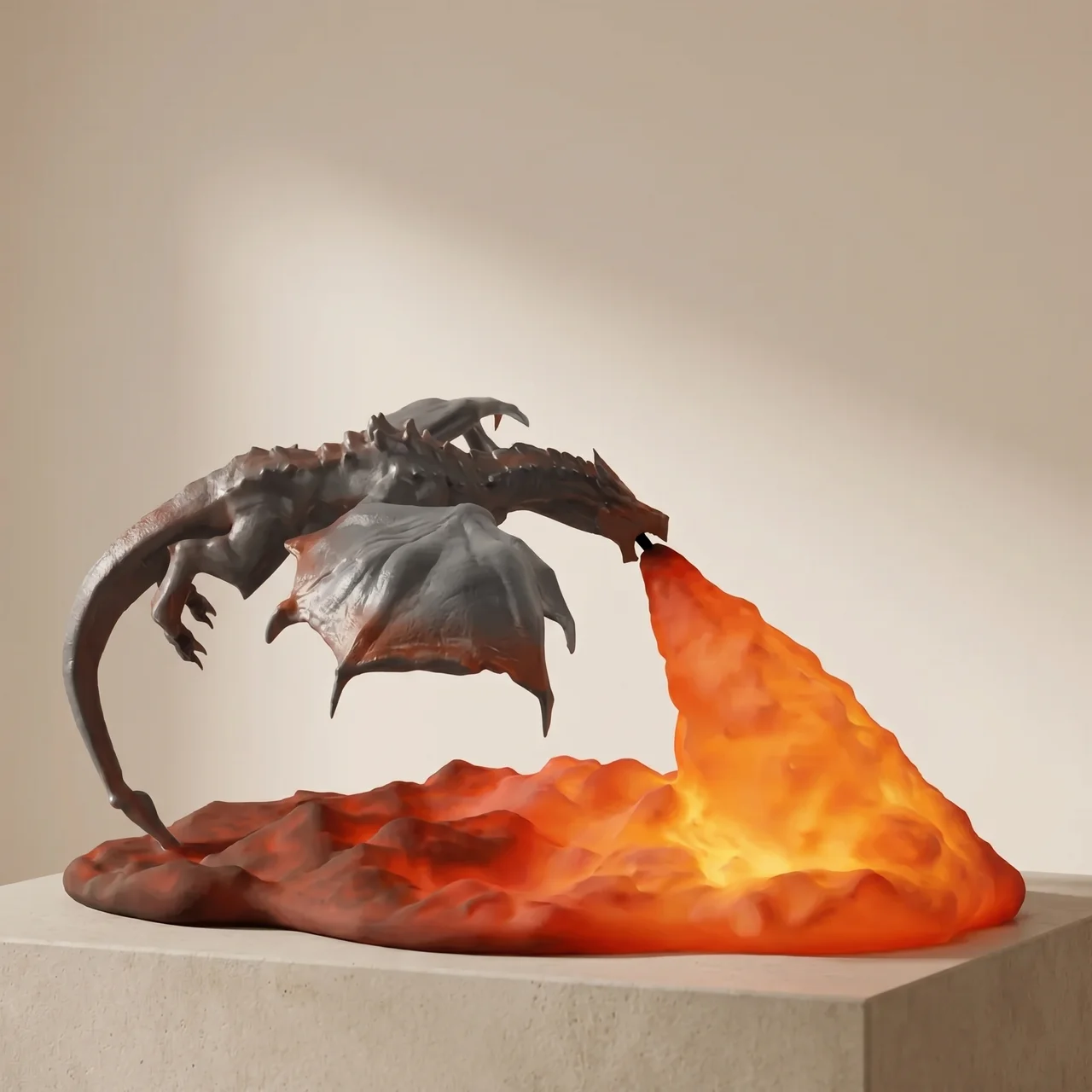 LED Dragon Night Light Rechargeable 3D Printed Flame Effect Lamp