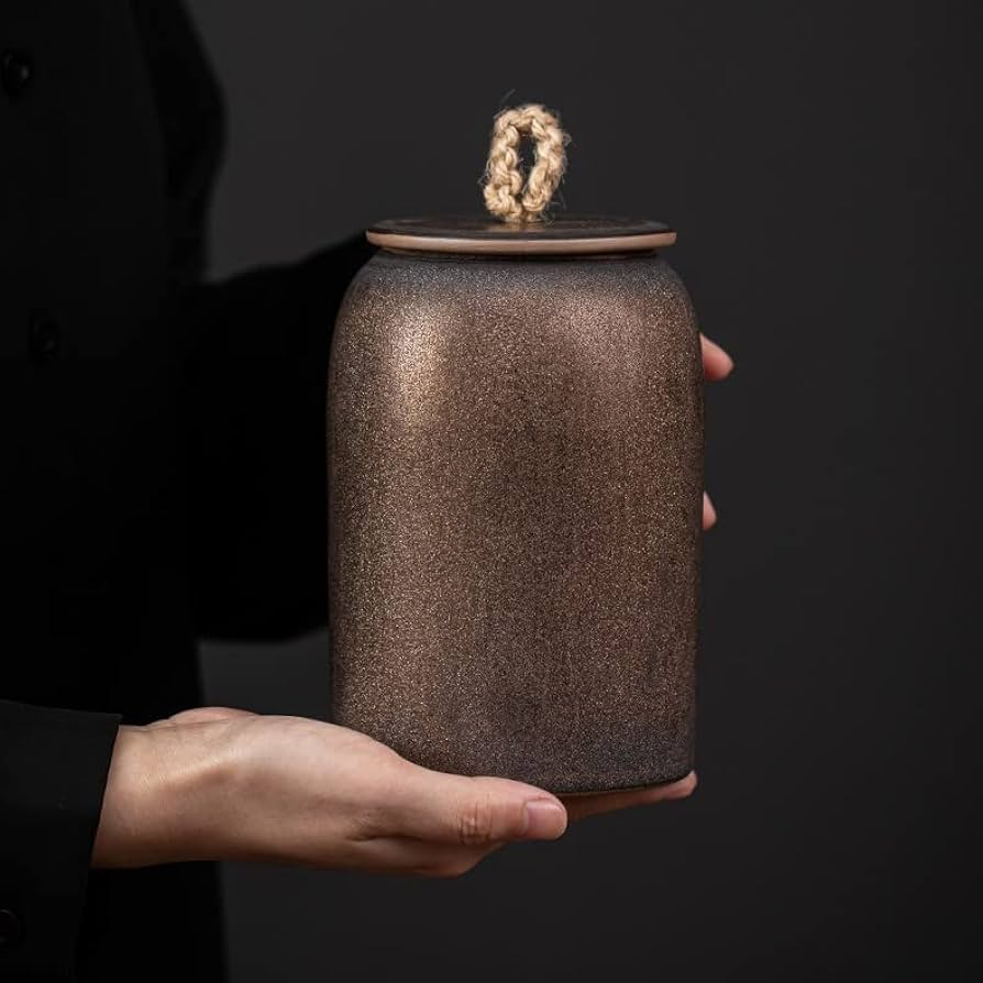 Ceramic Tea Canister with Lid Heat Resistant Compact Storage Container
