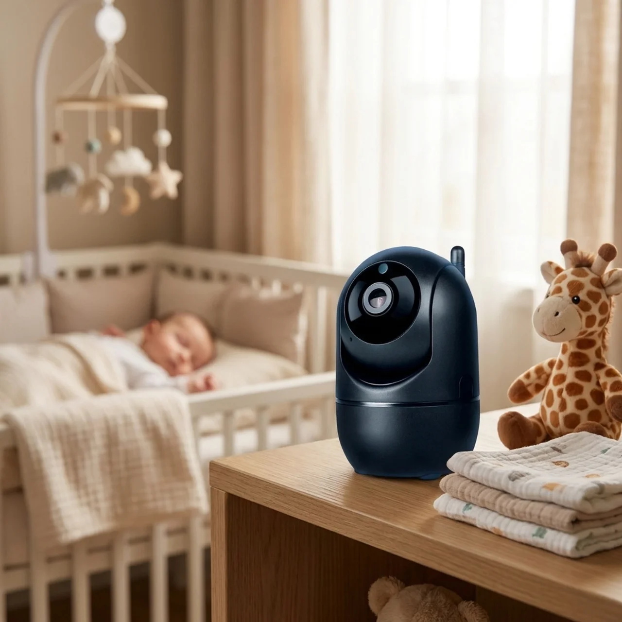 Video Baby Monitor with Breathing Detection PTZ Remote Access Night Vision