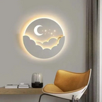 LED Wall Night Light Moon and Stars Warm White USB Powered Wall Mounted