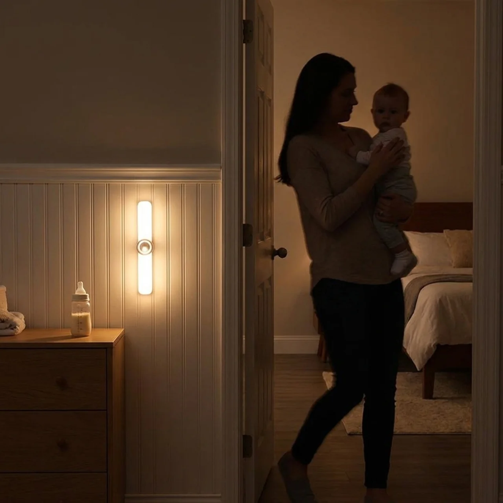 Rechargeable Motion Sensor LED Night Light with Infrared Detection and Magnetic Mount