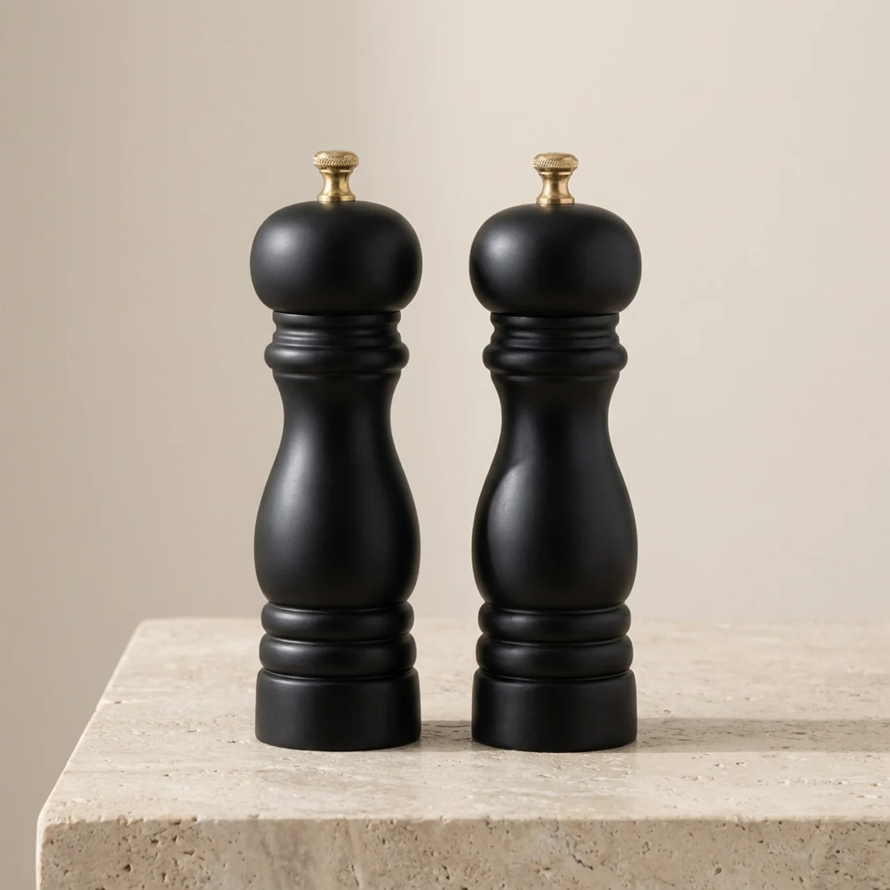 Salt and Pepper Shaker Set Solid Hardwood Manual Grinder