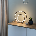 LED Table Lamp Double Ring Design Dimmable Integrated LED Black Matte Finish