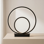LED Table Lamp Double Ring Design Dimmable Integrated LED Black Matte Finish