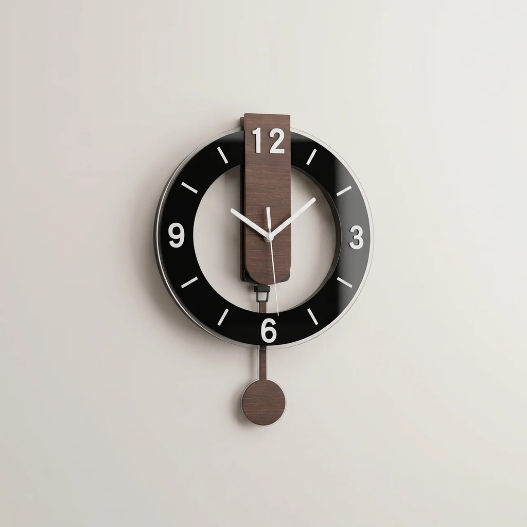 Wall Clock Retro Vintage Brown Silent Quartz Wood Acrylic