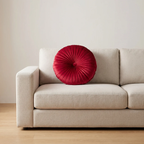 Round Velvet Cushion Velvet Upholstery Satin Red