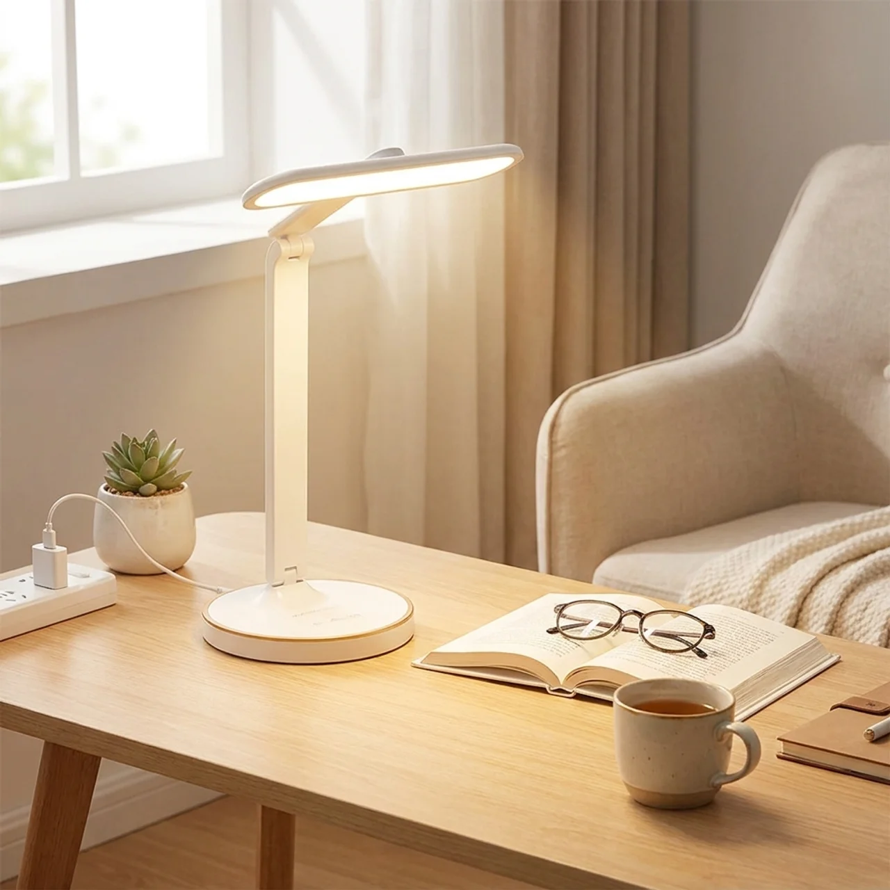 LED Clock Table Lamp Touch Switch Modern Design