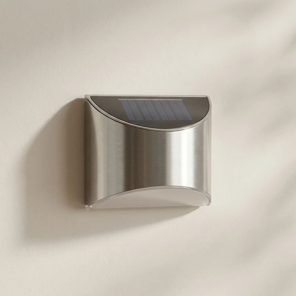 Solar LED Outdoor Wall Lamp Stainless Steel IP65 Waterproof Garden Light