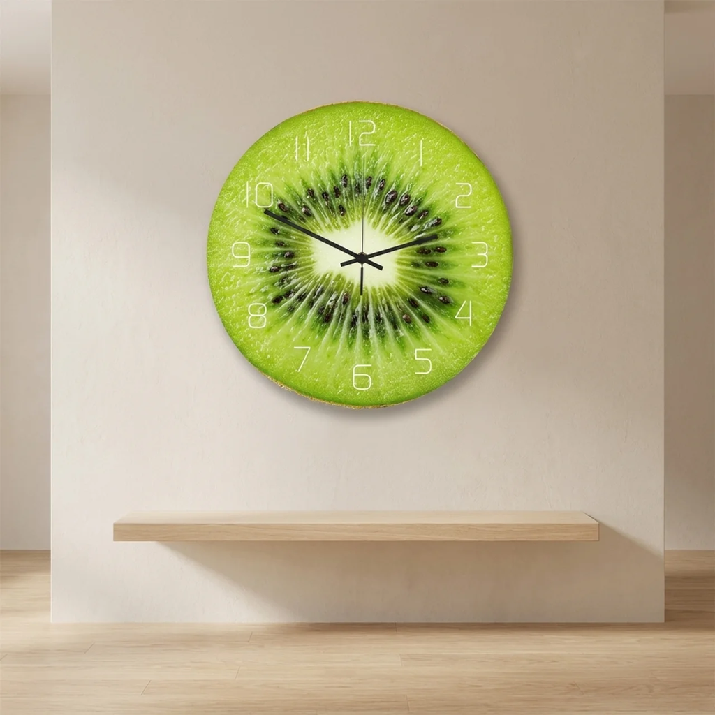 Wall Clock Fruit Theme Analog Display Plastic Glass Indoor Decor