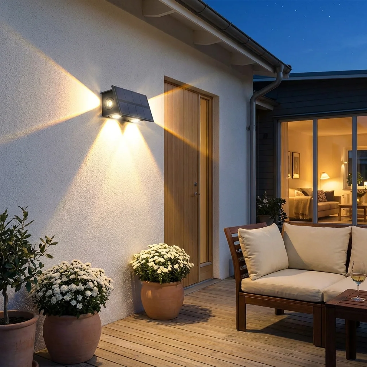 Solar Outdoor Wall Lamp ABS IP65 Waterproof Smart Sensor Lighting