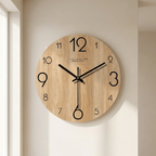 Wooden Wall Clock Minimalist Design Silent Operation Analog Display