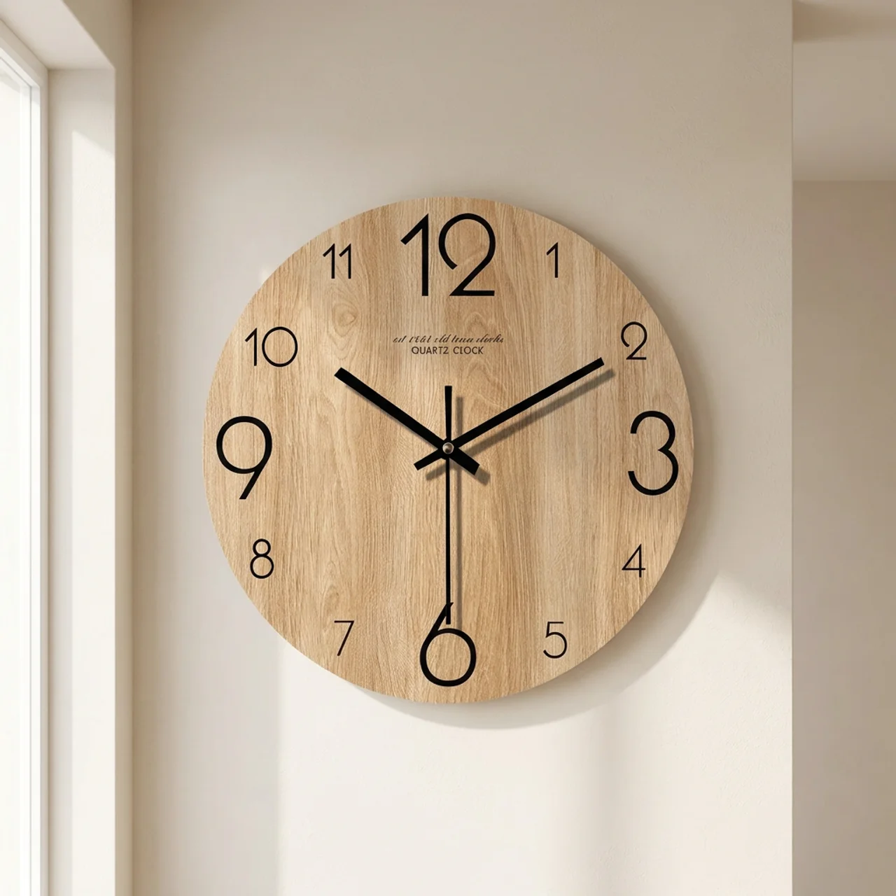 Wooden Wall Clock Minimalist Design Silent Operation Analog Display