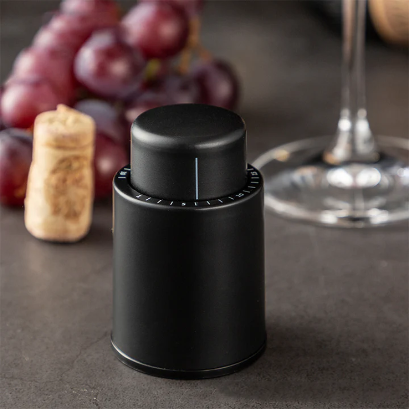 Vacuum Wine Bottle Stopper with Date Tracker Food Safe Plastic