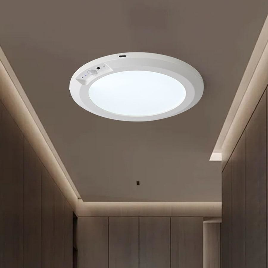 Motion Sensor LED Ceiling Light Warm White Battery Operated Compact Design