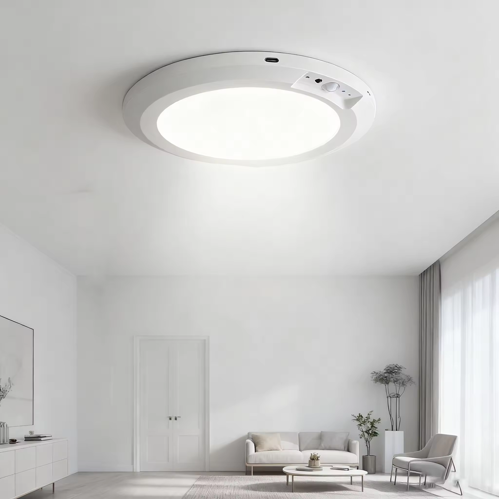 Motion Sensor LED Ceiling Light Warm White Battery Operated Compact Design