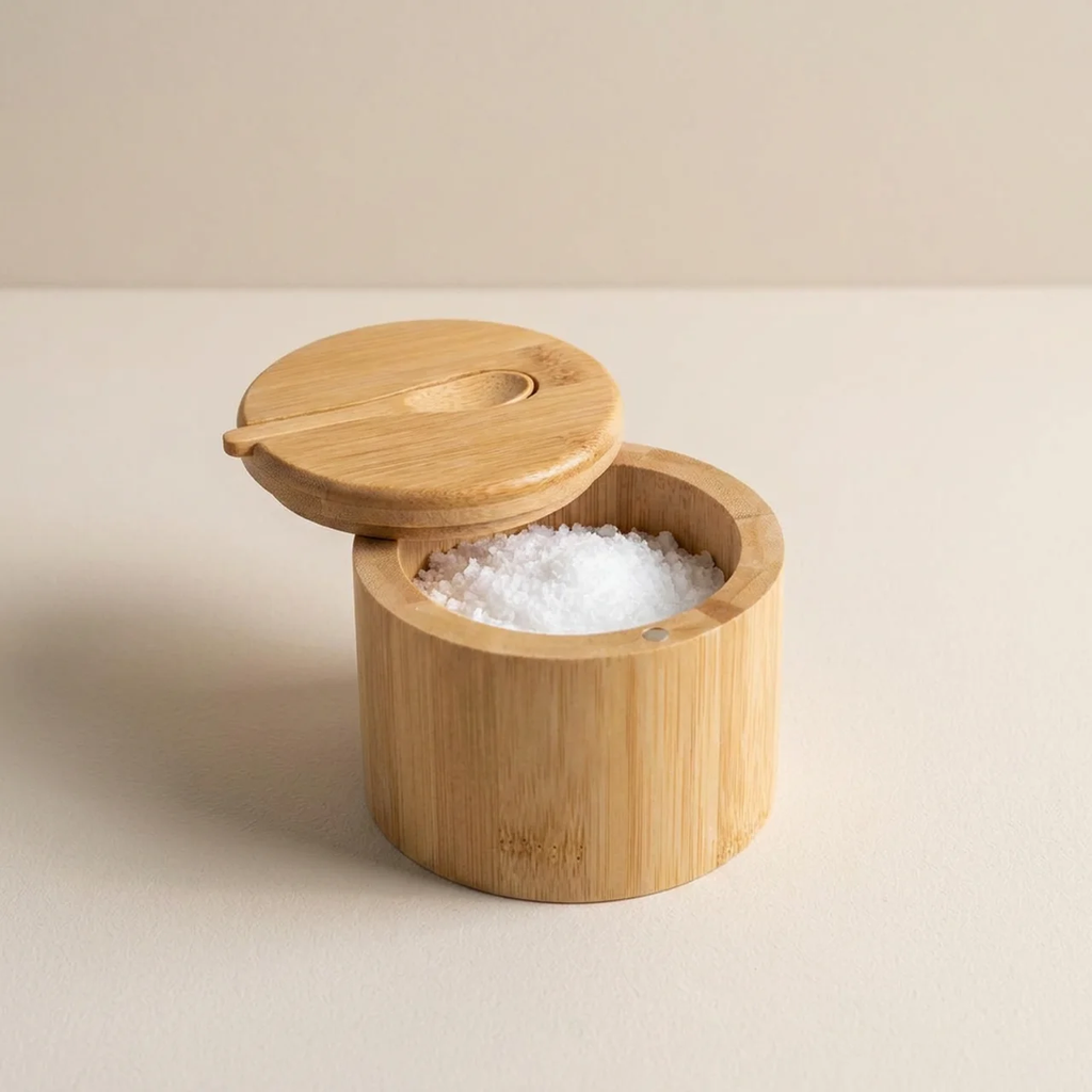 Bamboo Storage Jar Magnetic Closure Natural Bamboo Kitchen Spice Container