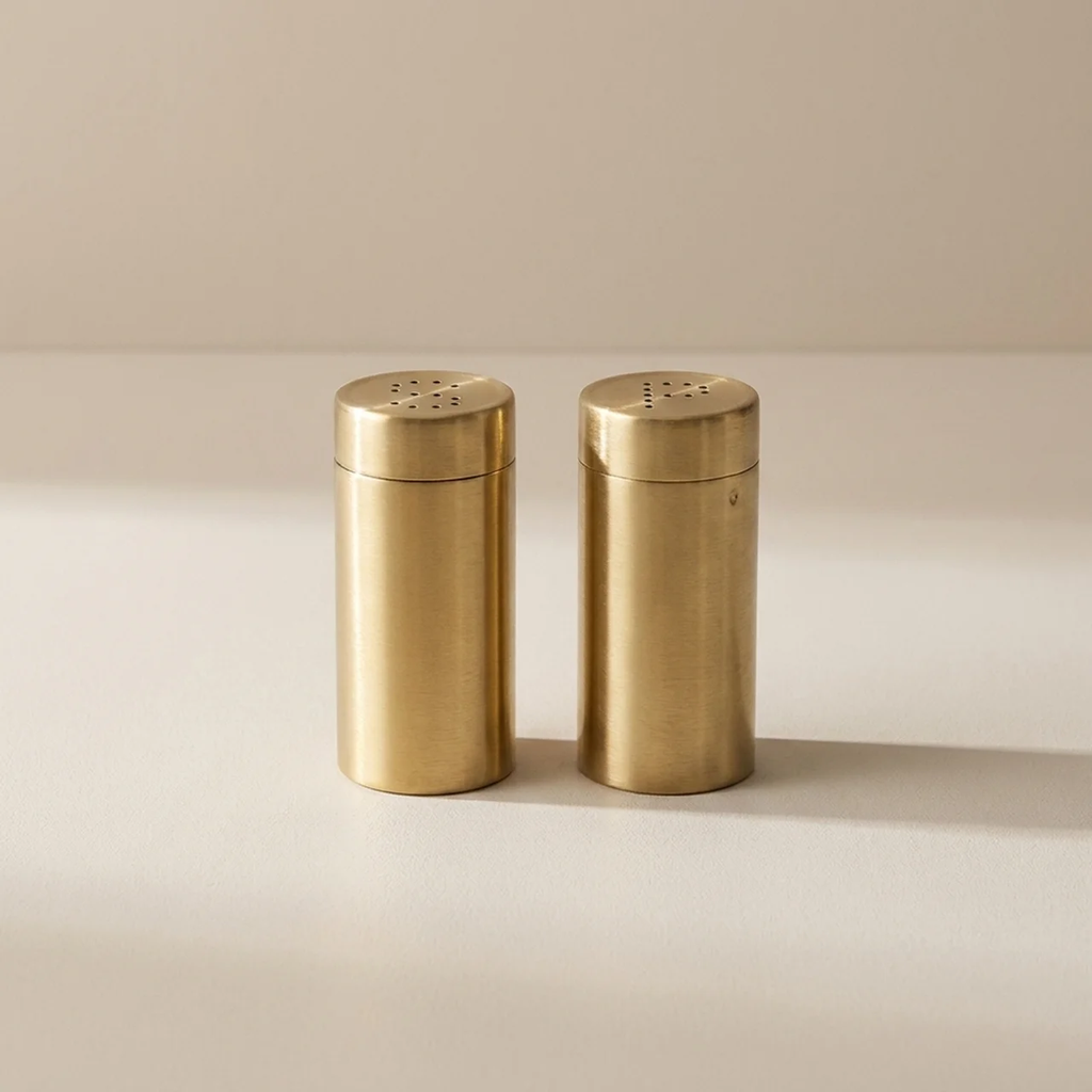Salt and Pepper Shaker Set Premium Weighted 18/10 Stainless Steel Gold Finish