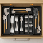 Kitchen Drawer Organizer Adjustable 8 Compartment PP Plastic Cutlery Tray