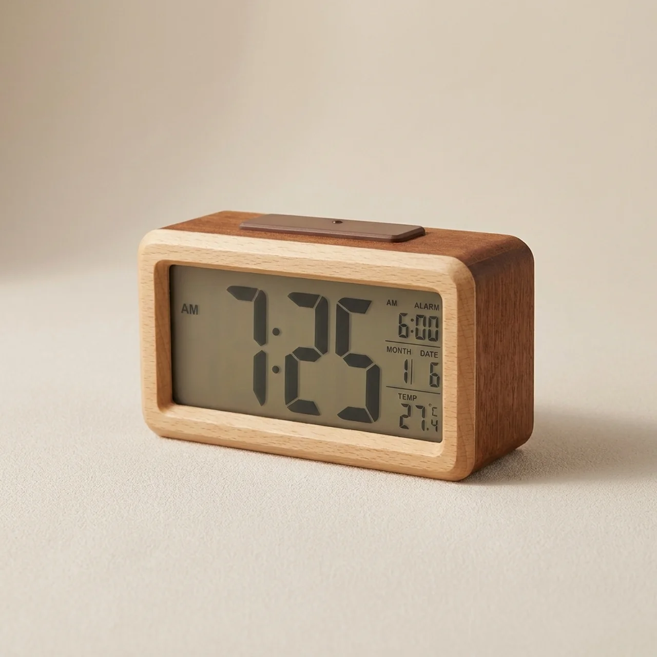 Digital Alarm Clock Voice Activated LED Display USB Battery Powered