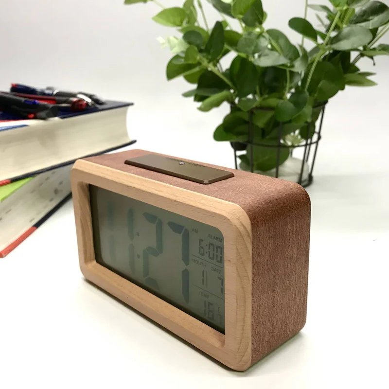 Digital Alarm Clock Voice Activated LED Display USB Battery Powered