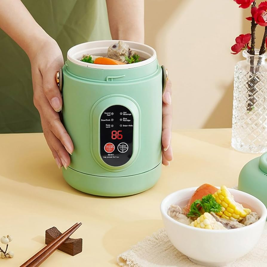 Electric Mini Cooker 1L Capacity Smart Timer Compact Portable Design