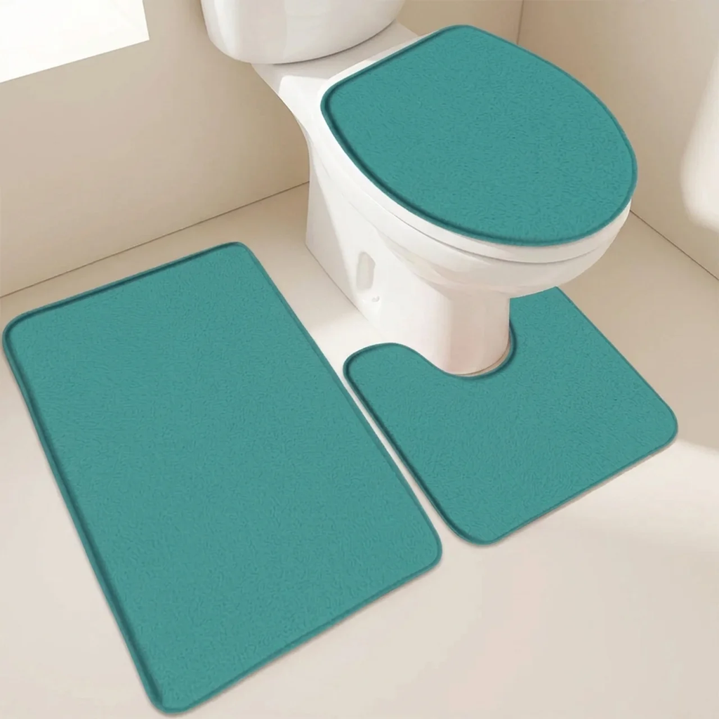 Bath Rug Set Soft Flannel Non Slip Fleece Backing 3 Piece Bathroom Mat Set